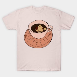 Coffee Time Cute Kawaii Cat in Coffee T-Shirt